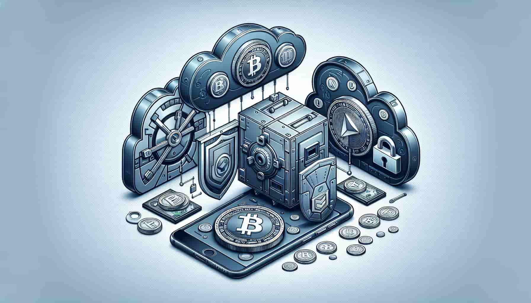 Illustratie van veilige opslag van cryptomunten